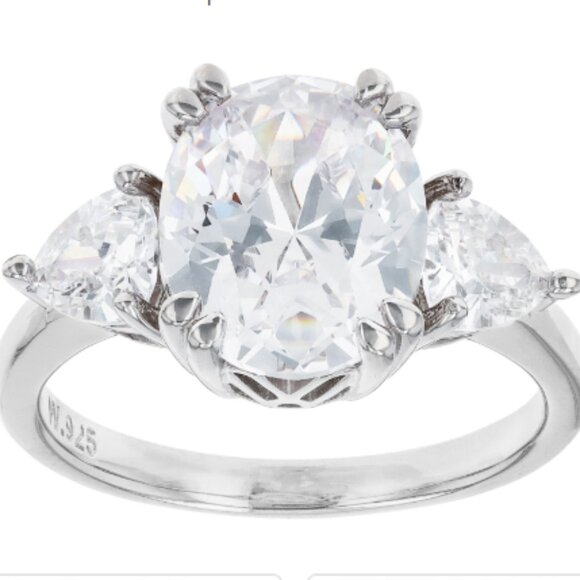 White Cubic Zirconia Rhodium Over Sterling Silver Ring 7.08ctw Size 6 - Picture 6 of 7